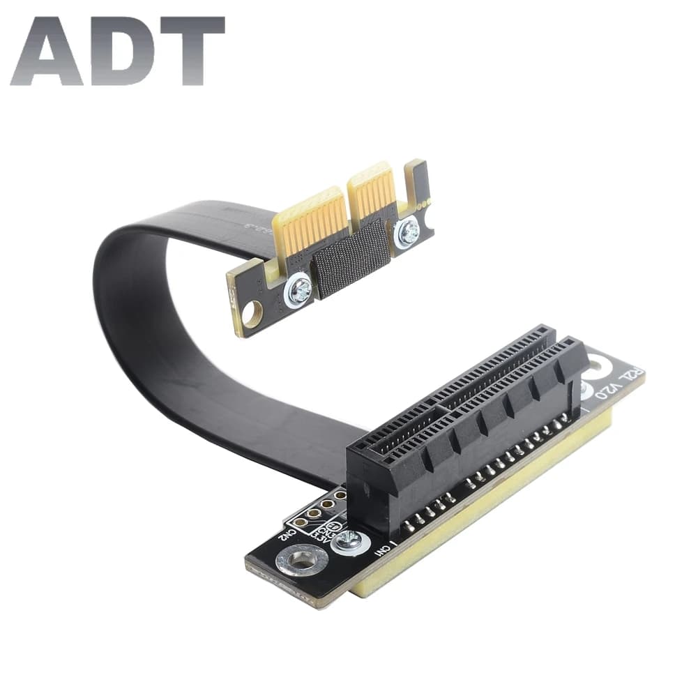 Câble Riser PCIe 3.0 X1 Mâle vers X4 Femelle avec Blindage EMI 8 Gbit/s, Rallonge Riser PCI-E 1x vers 4x, Câble Ruban Coudé Droit