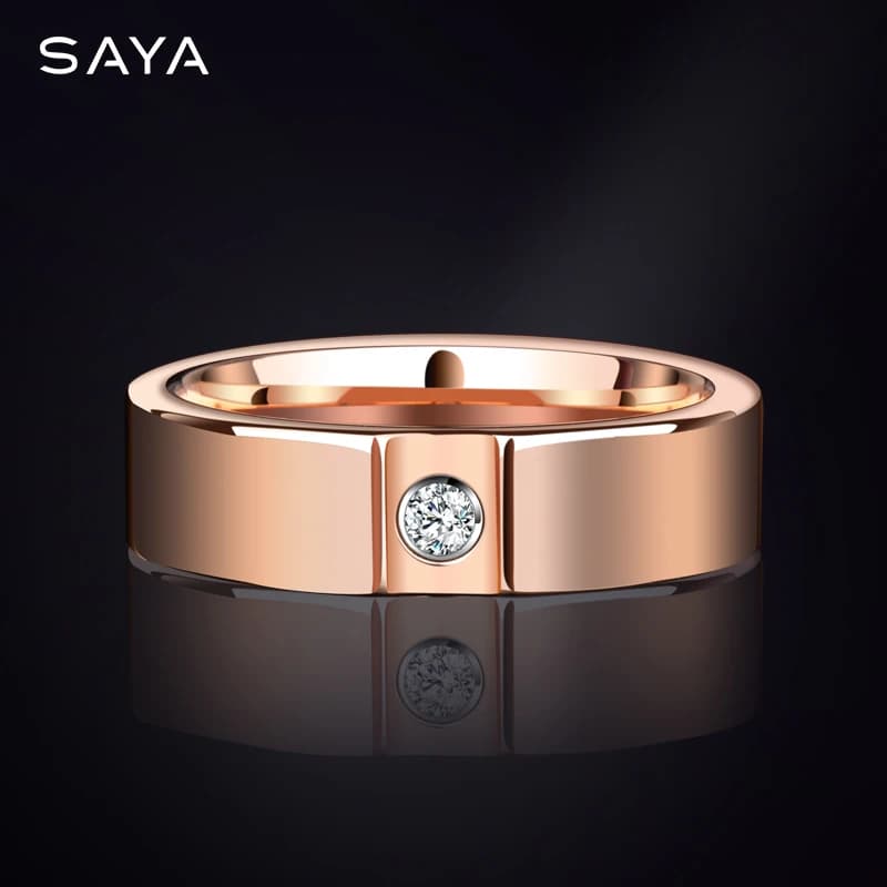 Bagues en tungstène pour hommes et femmes, bandes de mariage de couple simples, moissanite incrustée, bijoux de mode pour hommes, personnalisées