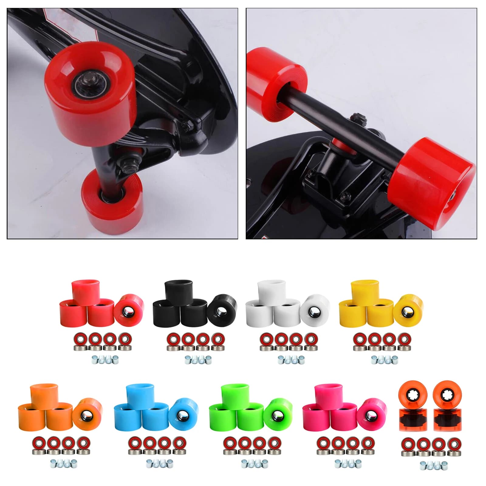 Lot de roues en PU pour skateboard, 60mm, 78A, longboard, patinage en plein air, croisière, rue, 4 pièces
