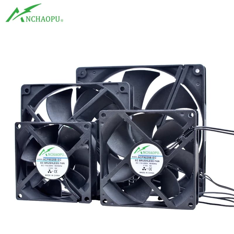 Ventilateur de refroidissement sans balais ANCHAOPU EC AC 110V 120V 220V 240V à roulement à billes 2 fils 60mm 70mm 80mm 92mm 120mm 140mm pour armoires