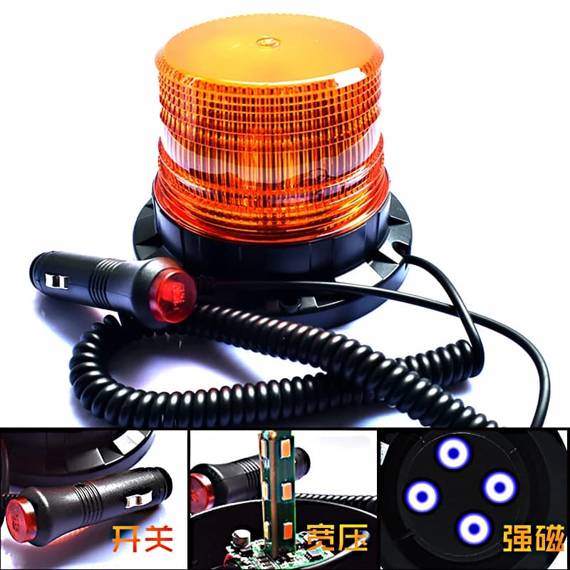 Feux stroboscopiques LED 12v/24v, feux d'avertissement ambre, balise lumineuse d'urgence magnétique pour chariots élévateurs, véhicules 9-80V