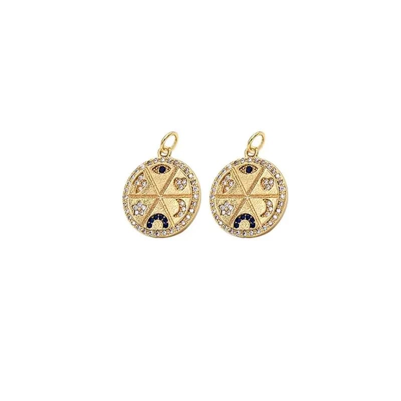 Pendentifs à breloques rondes plaquées or 14k, accessoires pour la fabrication de bijoux à faire soi-même, nouveauté 2021