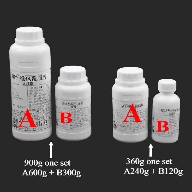Résine époxy carbone E51 3:1 AB, colle haute brillance facile à pénétrer pour l'impregnation de surfaces en fibre de carbone, idéale pour le bricolage artisanal.
