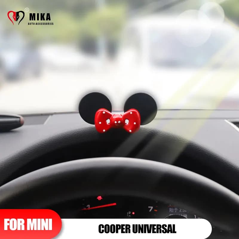 Emblème de voiture en métal Mickey Mouse 3D, pour Mini Cooper, autocollants d'intérieur de véhicule mignons, ornements, accessoires décoratifs automobiles