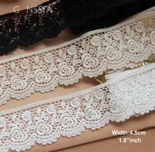 Largeur : 4,5 cm (1,80') Bordure en dentelle de coton rose rétro brodée purement, décoration en dentelle, fil pour jupe, rideau (ss-2021)