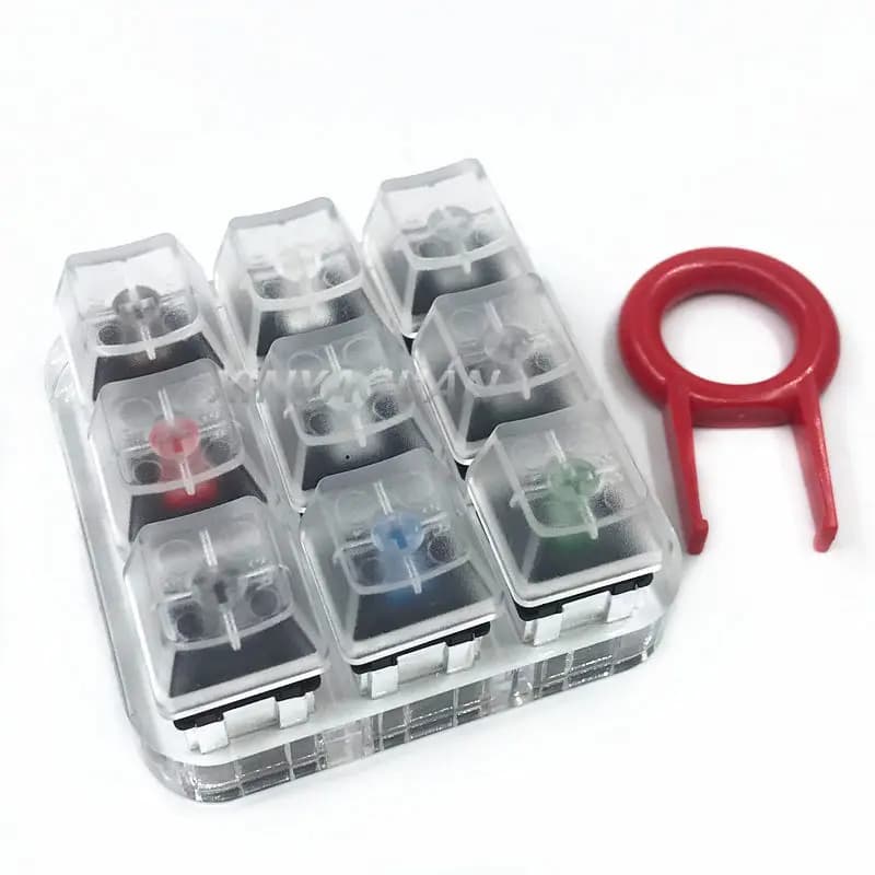 Clavier mécanique axe aucun testeur de commutateur MX, 3 broches, noir, rouge, marron, bleu, vert, lait, blanc, rouge, 9 touches, touches translucides, nouveau