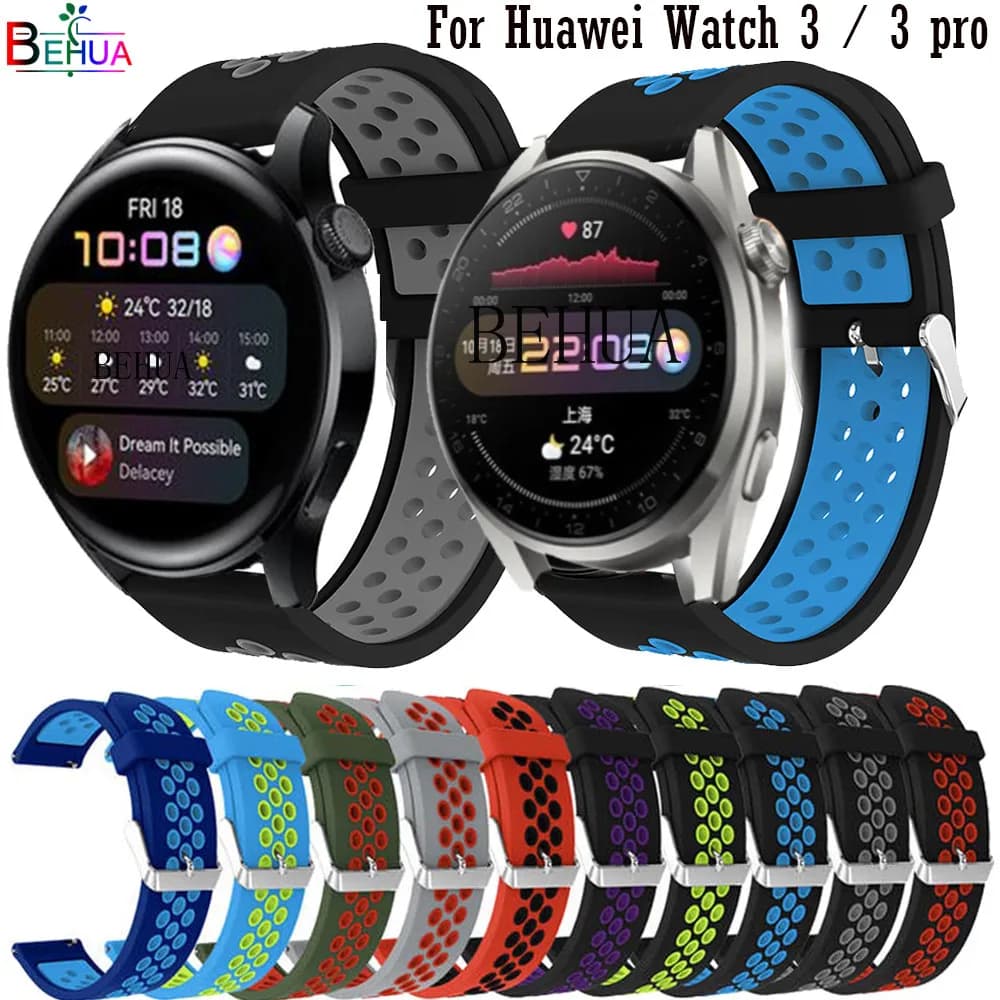 BEHUA-Bracelet en silicone souple pour montre Huawei, bracelet de montre intelligent, Huawei Watch 3 Pro, Huawei Watch 2 Pro, Huawei Watch GT2, 46mm