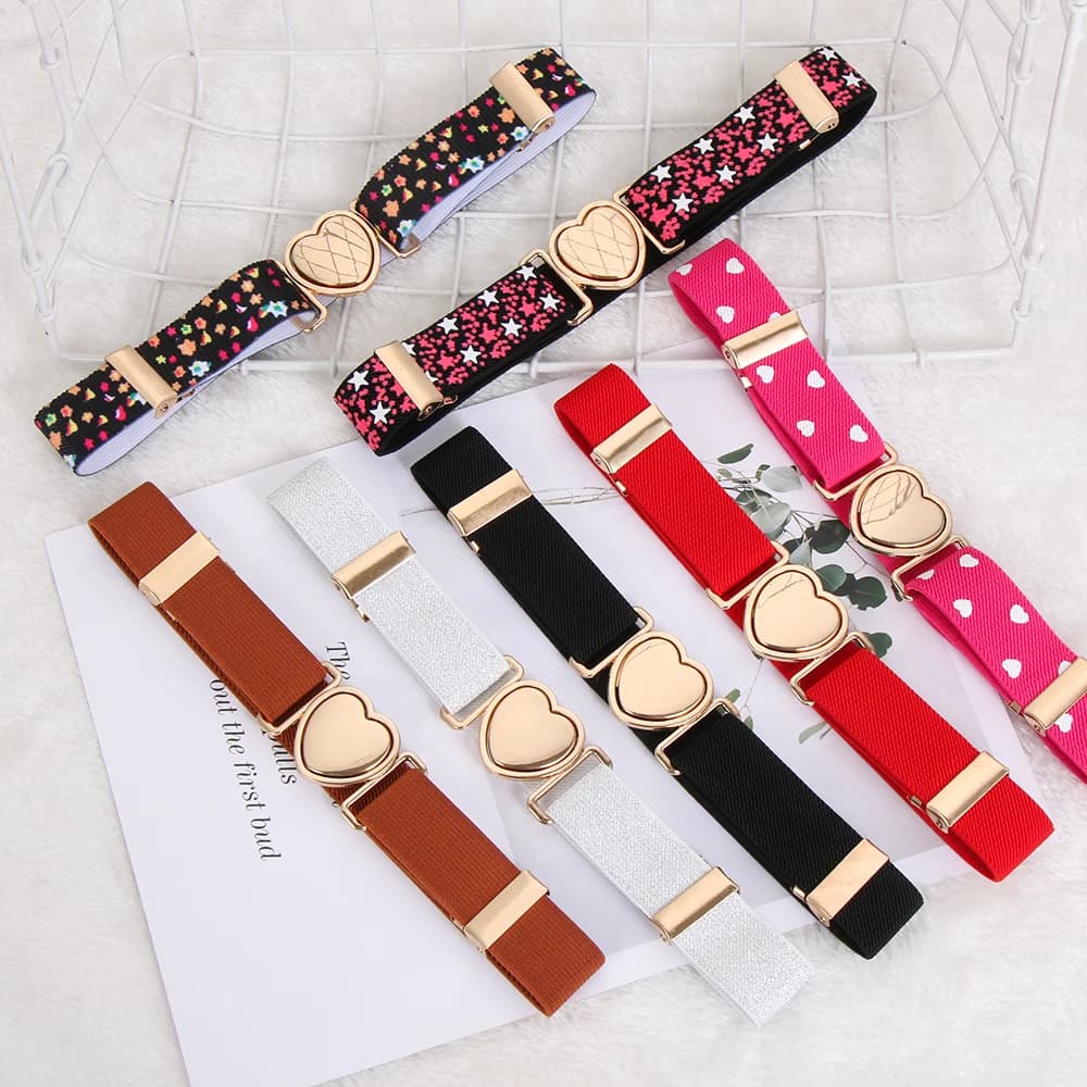 Ceinture élastique ajustable en forme de cœur pour fille, tenue d'uniforme pour adolescentes