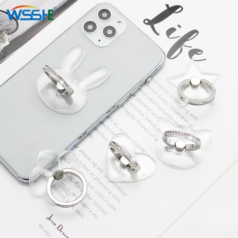 Anneau de doigt transparent universel pour téléphone portable, support de smartphone pour iPhone 12, Xiaomi, Samsung, support de téléphone intelligent, support de voiture