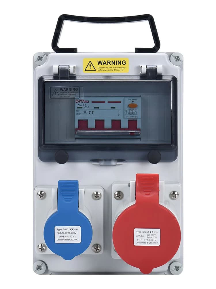 Boîte de distribution murale extérieure étanche pour usage industriel, avec disjoncteur MCB et interrupteur RCBO, 220V 380V 16A 32A, alimentation et charge