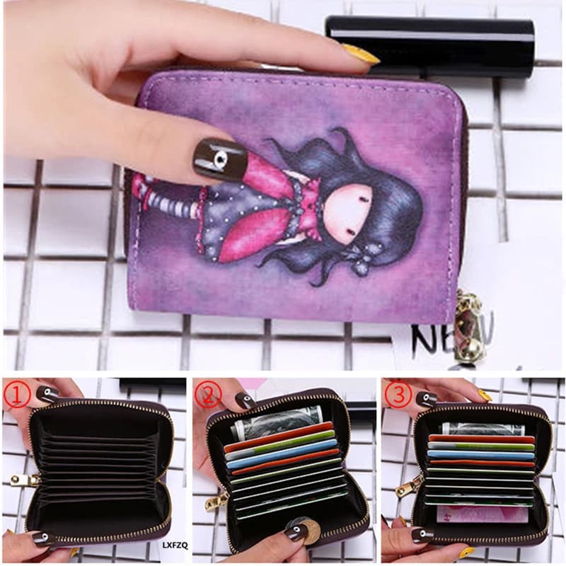 Portefeuille de cartes motif de dessin animé portefeuille sac de carte porte-monnaie porte-carte couverture de passeport porte-carte de crédit portefeuille carte Tarjetero Rfid