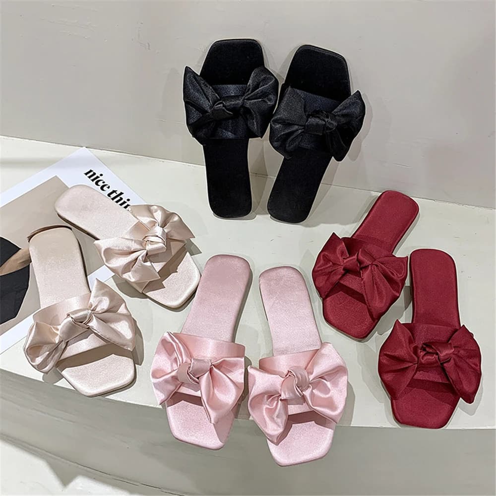 Pantoufles de Mariage de Luxe en Satin pour Femme, Sandales Peep Parker pour Chambre à Coucher et Maison, Chaussures de Demoiselle d'Honneur, avec Nministériels d InjBow, Nouvelle Mode