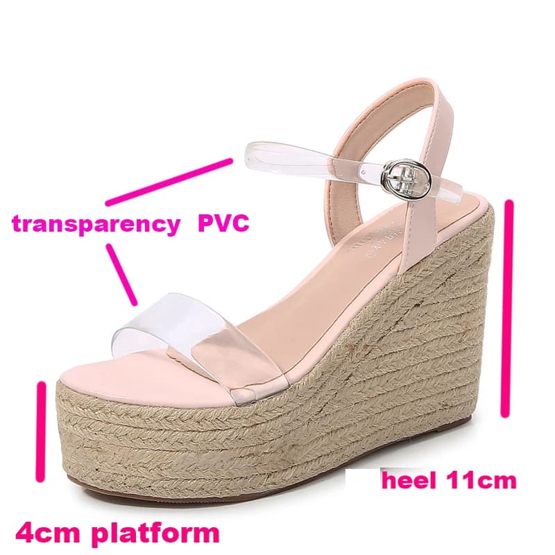 Sandales à talons hauts pour femmes LIHUAMAO, sandales à plateforme avec bride à la cheville, sandales transparentes, espadrilles, chaussures compensées, escarpins, chaussures décontractées