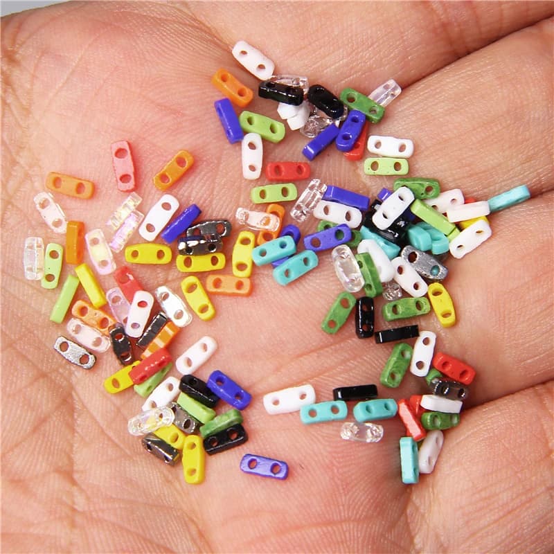 Perles de Tila Plates à Double Trou en Verre Tchèque Multicolore, Accessoires de Travaux Manuels et de Joaillerie, DIY, 1x5mm