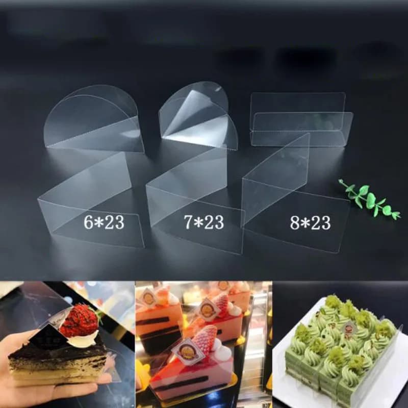 Rouleau de collier de gâteau en Mousse Transparent, 100 pièces, bande adhésive à bord lié dur, pour la cuisson du gâteau