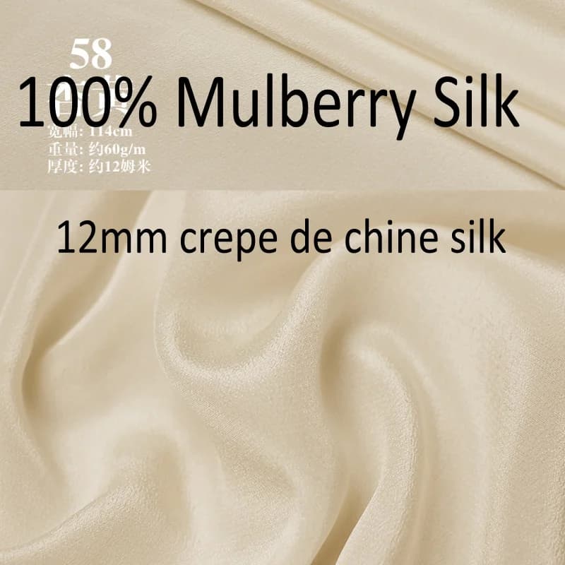Mulberry Inj12 Momme Crepe de Chine, CDC InjFabric, Monochromatique, 100% cm, 44 "de large au mètre, 114, 1 m, CC002