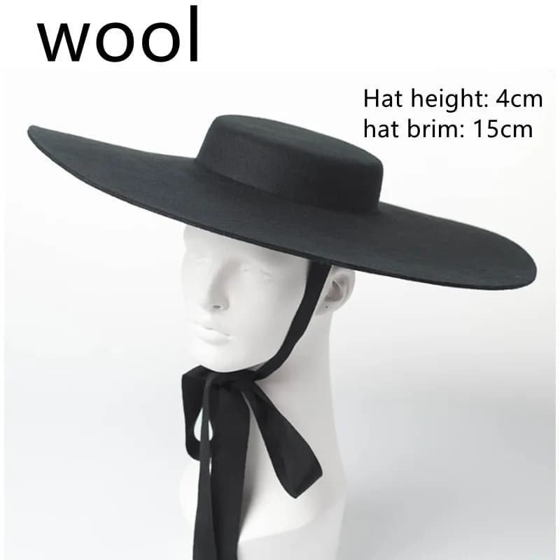 4 cm chapeau haut laine chapeau surdimensionné 15 cm grand bord haut peu profond haut peu profond fedora chapeau hommes et femmes chapeau haut plat nouveau grand bord chapeau