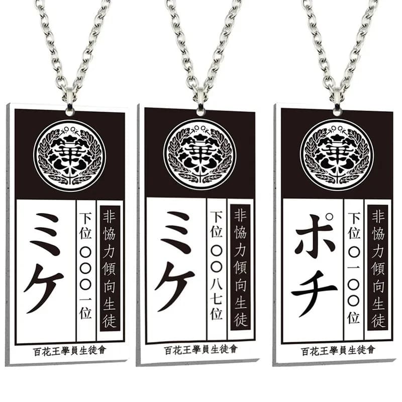 Collier de joueur compulsif de dessin animé Kakegurui, pendentif de carte d'identité Jabami Yumeko en acrylique, bijoux cadeau de Cosplay
