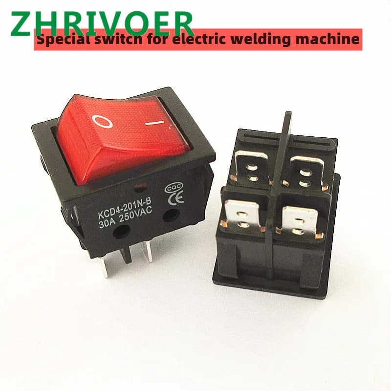 KCD4 spécial pour machine à souder 30A 250V courant élevé 22*29 interrupteur d'alimentation à bascule en cuivre rouge bouton 4 broches accessoires électriques