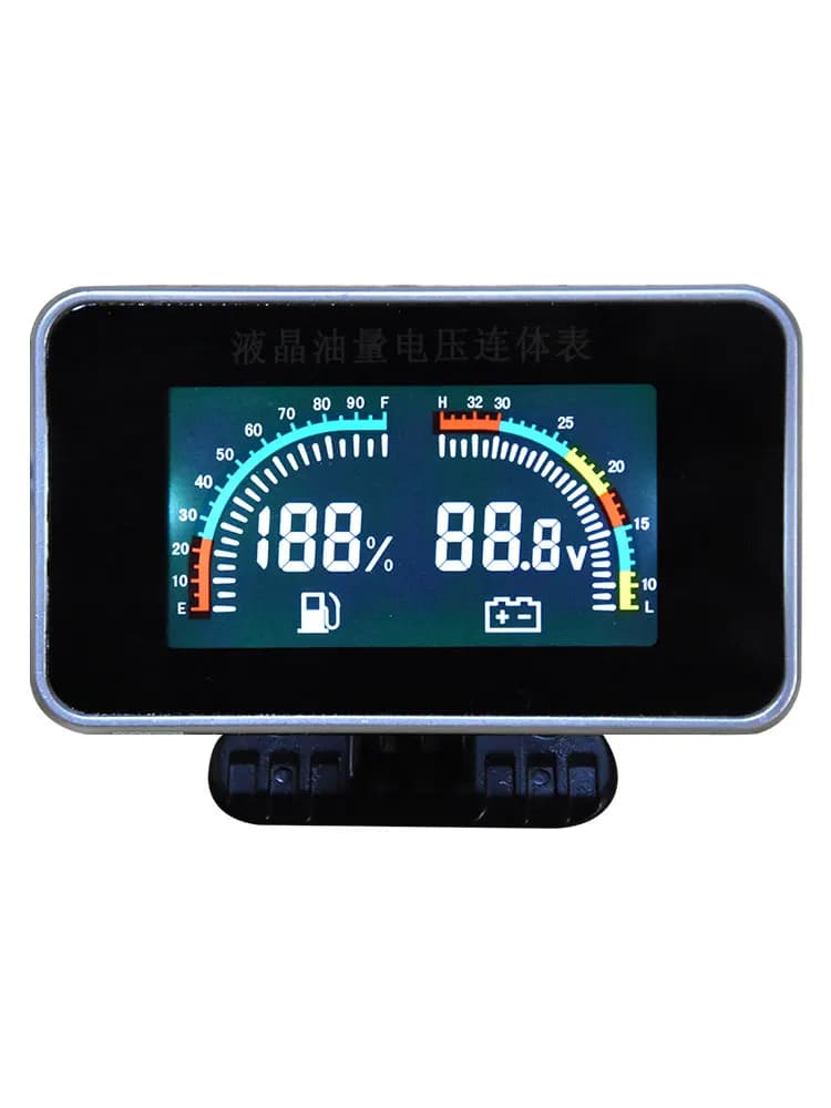 Jauge d'alarme numérique 2 en 1 pour voiture, avec écran LCD, voltmètre, Volt, capteur de niveau de carburant pour moto, 12/24V