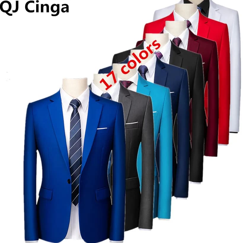 Veste de costume bleue pour hommes, manteau habillé à col en v à bouton unique, Blazer Slim noir rouge pour hommes, nouvelle collection printemps automne 2026 Terno Masculino