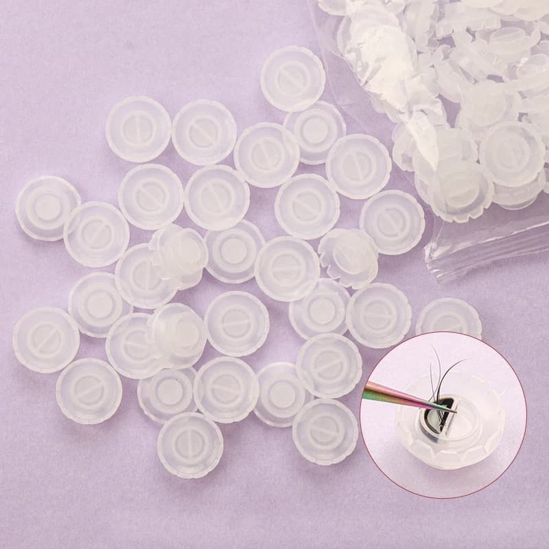 100 pièces Anneaux de pose jetables pour extensions de cils, support de colle à cils, pour greffe rapide, type 'Quick Blossom Cup'
