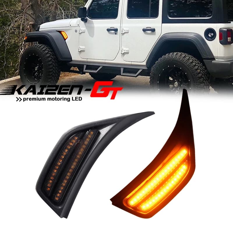 Feux de position latéraux avant à LED ambre avec lentille fumée, clignotants pour Jeep Wrangler JL JLU Sport, Rubicon, Sahara 2018-2021