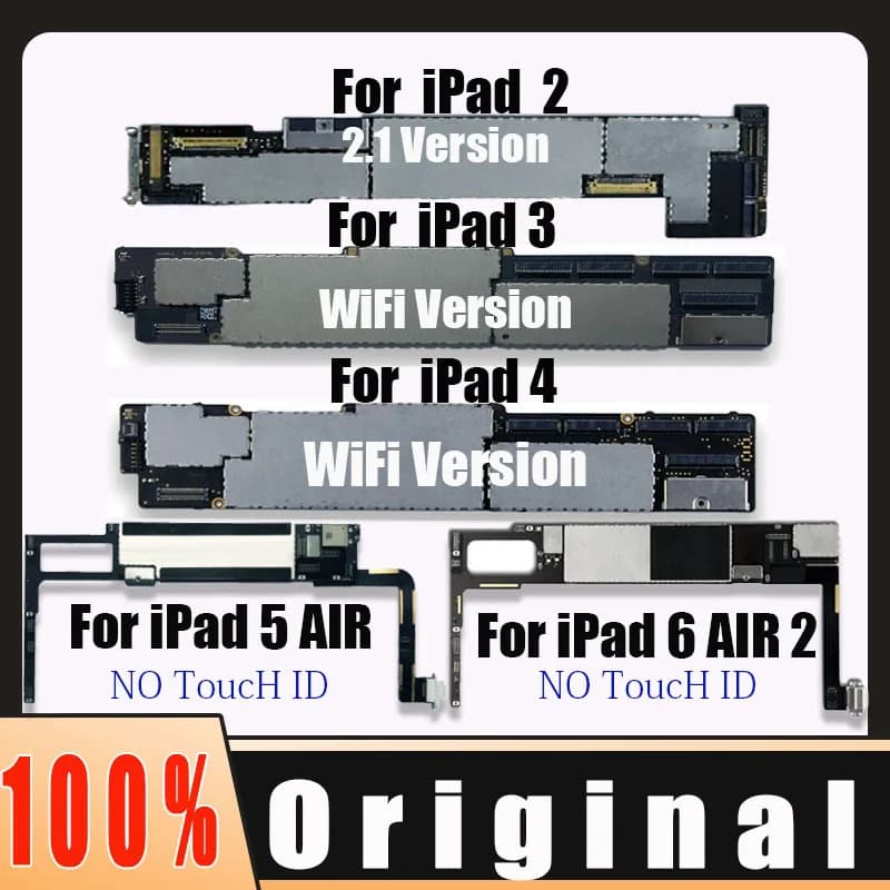 Carte mère pour iPad 2 3 4 Air 1 2, cartes logiques iCloud gratuites, carte mère Wi-Fi, 16 Go, 32 Go, 64 Go, A1395, A1416, A1403, A1458, A1566, A1474