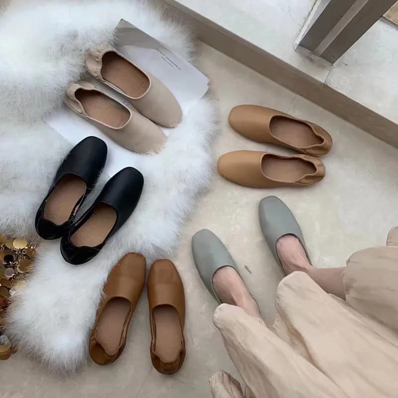 Bailamos – ballerines en cuir souple pour femmes, mocassins à enfiler rétro, chaussures de grand-mère, mules pour dames, pantoufles de printemps et d'été, nouvelle collection