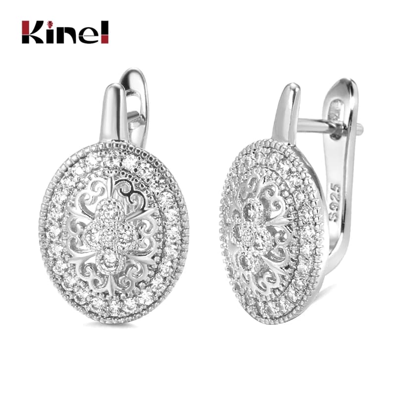 Kinel classique 925 en argent Sterling ovale naturel Zircon à la mode spinel fiançailles boucles d'oreilles pour les femmes Fien bijoux