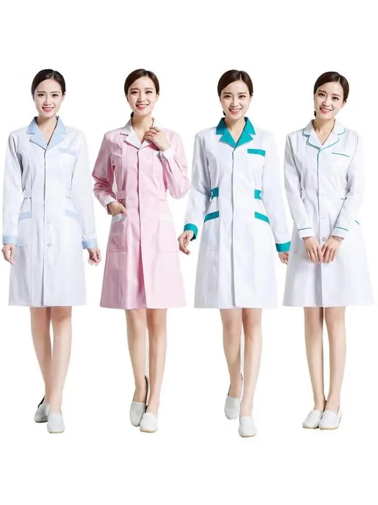 Uniformes d'infirmière à manches longues, manteau blanc de laboratoire, Service de médecin, salopette d'infirmière, Service de pharmacie, uniforme de Salon de beauté 3XL