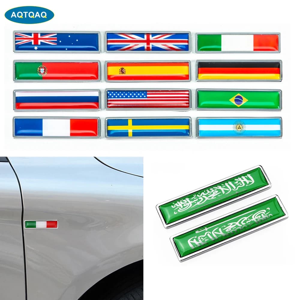 Autocollant de voiture en métal 3D National Feel, autocollants décoratifs, insigne d'emblème pour voitures, 1 paire