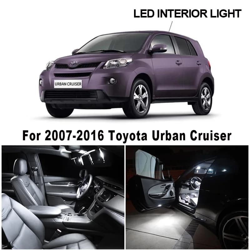 Kit de lumières LED Canbus intérieures, blanc, 8 pièces, pour Toyota Urban Cruiser 2007 – 2016, ampoule de véhicule, dôme intérieur, lampe de lecture de carte, coffre