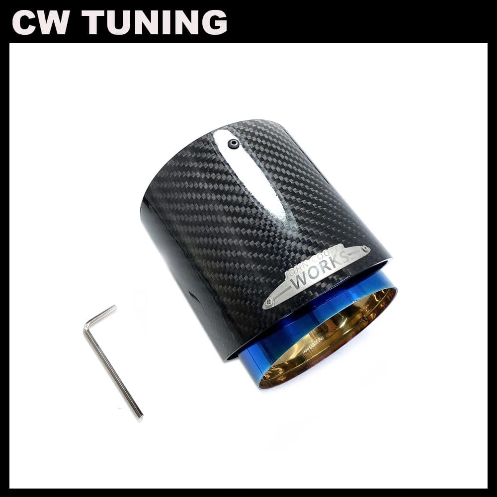 JCW-Embout de silencieux noir en fibre de carbone, tuyau bleu brûlé, adapté pour Mini Cooper R55, R56, R57, R58, R59, R60, R61, F54, F55, F56, F57, F60
