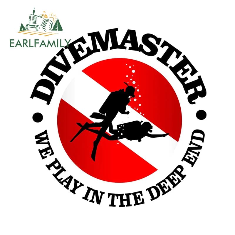 EARLFAMILY – drapeau de plongée pour Divemaster, étiquette de voiture JDM, étanche, à la mode, anti-rayures, pour coffre de fenêtre, 13cm x 12.6cm