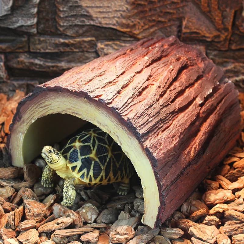 Simulation de tortue et de reptiles en résine, boîte d'alimentation de lézard, écorce d'arbre, amphibiens de paysage, dissimulation de grottes, reptiles de diversification, décoration