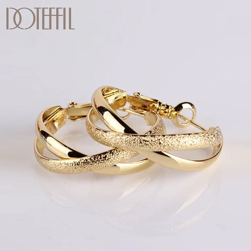 DOTEFFIL 925 argent Sterling or mat or Rose boucles d'oreilles pour femmes bijoux mignon romantique bijoux cadeau de fête de mariage
