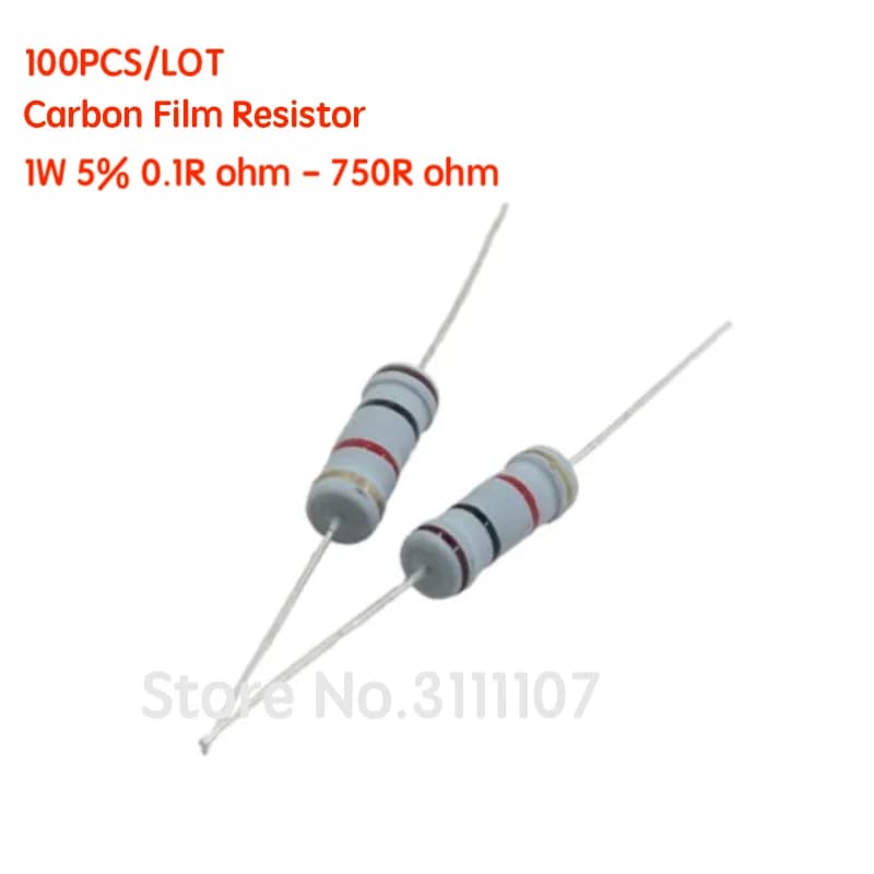 Résistance de Film de carbone, 100 pièces/lot 1W 5%, 0,1r-750R 0.1 0.5 1 4.7 10 47 100 200 270 470 560 750 ohm