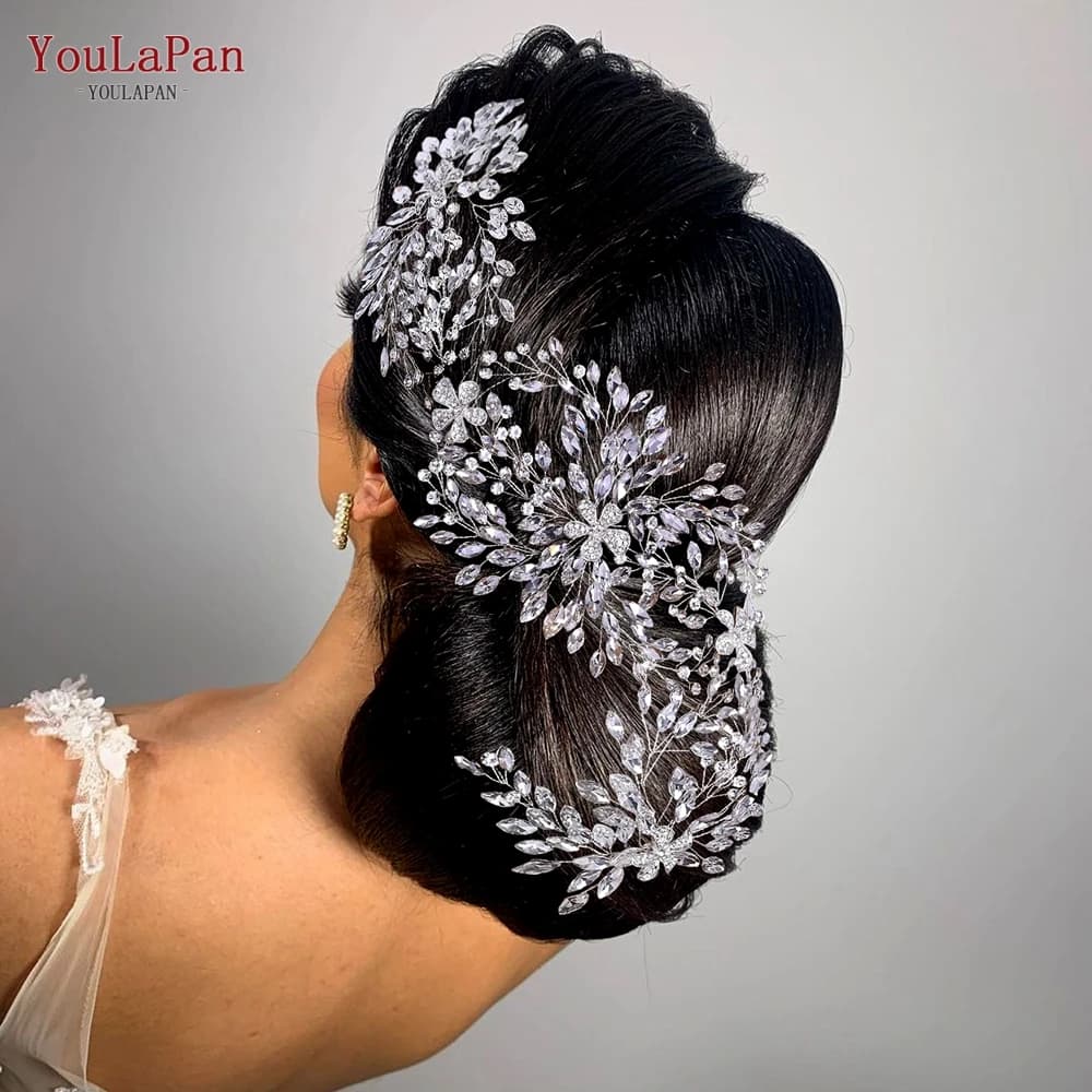 YouLasaupoudrer-Diadème de mariage cathédrale, bande de sauna en biscuits luxueux, pièce de sauna à fleurs en alliage, patients faits à la main, accessoires pour cheveux, jardins 390