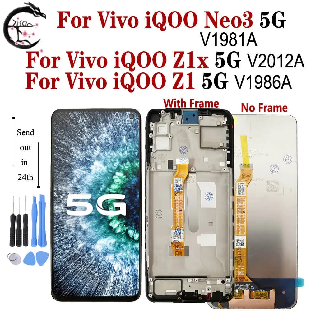 Écran LCD 6,57 pouces pour Vivo IQOO Neo 3 avec cadre V1981A, écran LCD IQOO Z1X V2012A, écran LCD Z1 V1986A, assemblage numériseur tactile