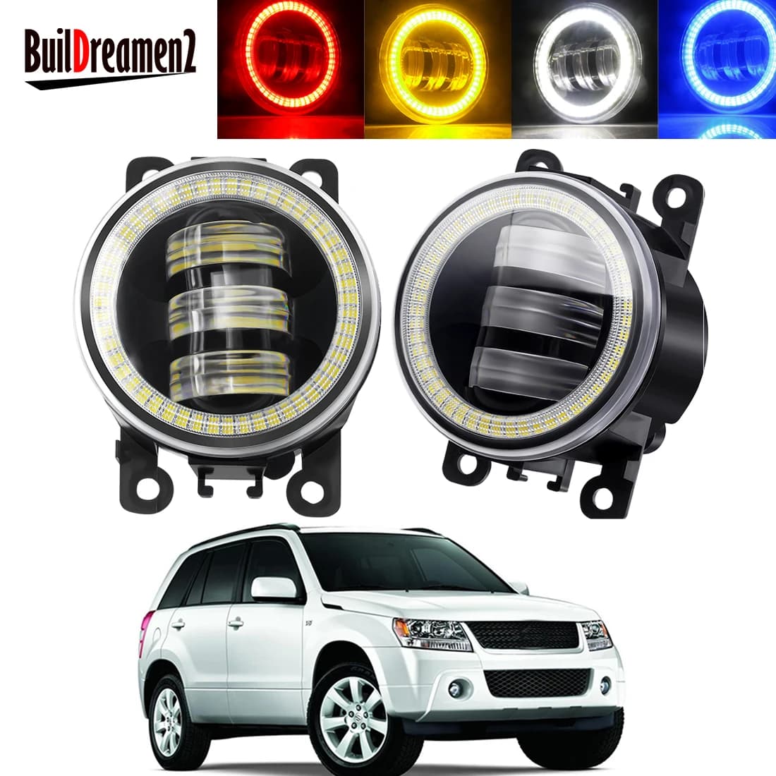 2 X ensemble de phares antibrouillard Angel Eye pour Suzuki Grand Vitara 2/II JT 2005-2015 lentille LED de voiture lampe de conduite antibrouillard DRL 30W 6000LM 12V