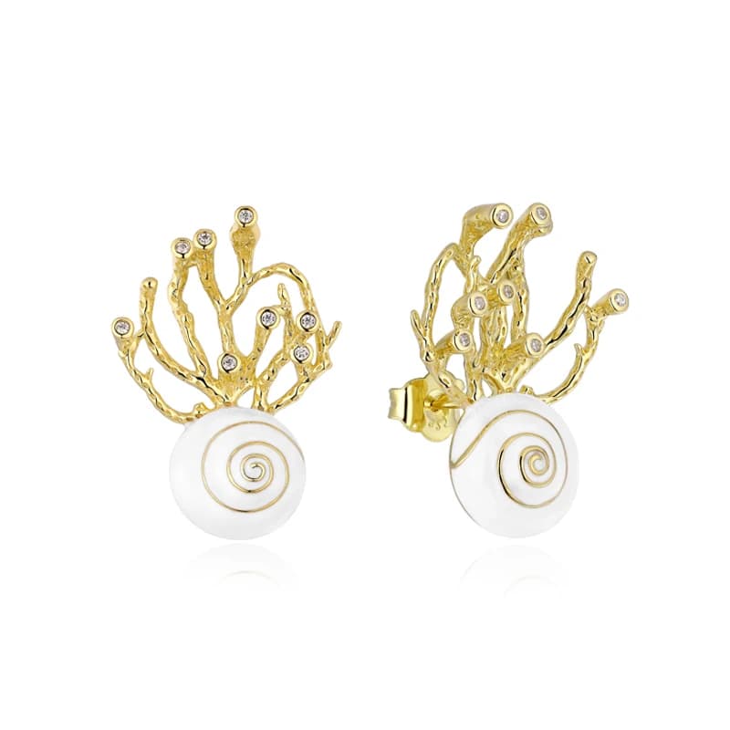 Boucles d'oreilles en émail blanc pour femmes, bijoux de personnalité de mariage, haute qualité, nouvelle mode, argent 925, branches d'escargot
