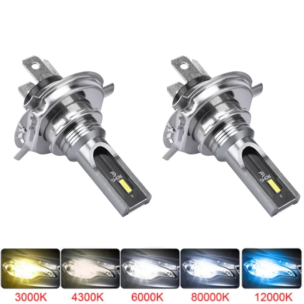 2 ampoules LED mini H4 HS1 H6 H8 H11 H7 pour phares de voiture et moto, feux de brouillard, 3000K Or, 6000K Blanc, 12000LM, accessoires de lampe
