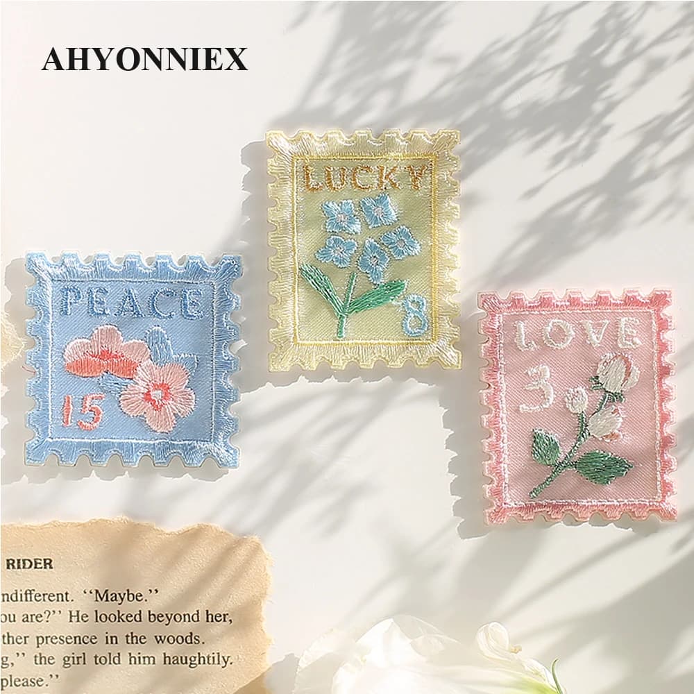 Timbre de broderie mignon pour cahier d'étudiant, patchs de fleurs, fer sur patchs pour jeans, accessoires de vêtements de bricolage, haute qualité, 1 pièce