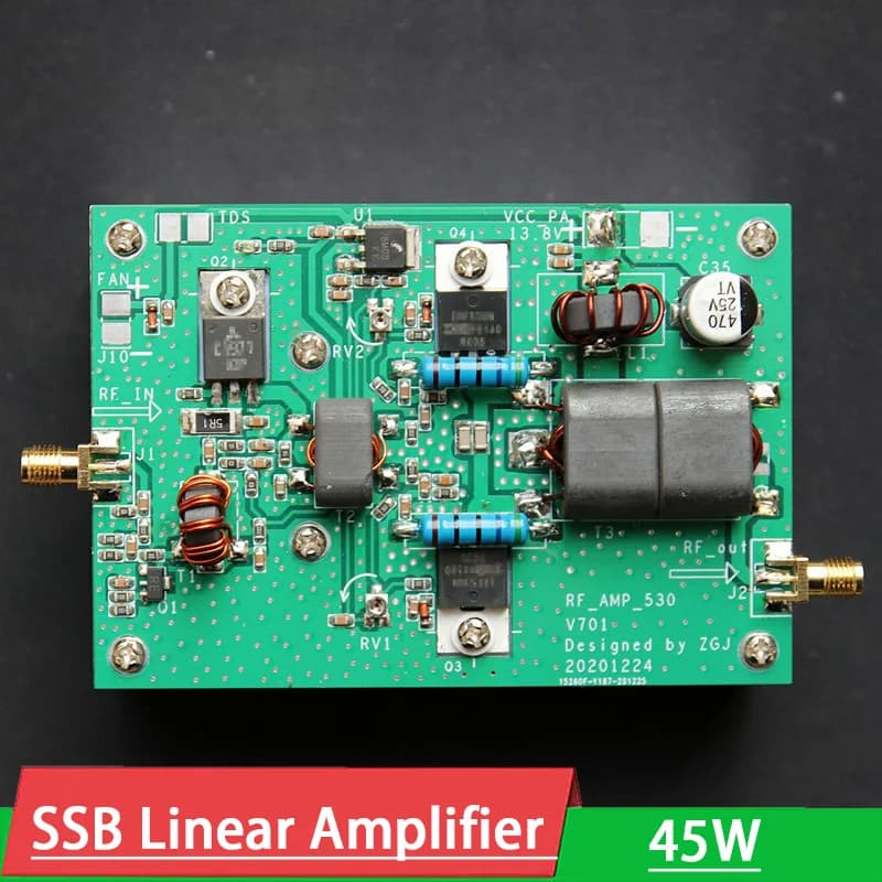 Amplificateur de puissance linéaire RF SSB 45W 3MHZ-28MHz pour émetteur-récepteur radio HF, radio ondes courtes AM FM CW HAM, signal RFID ondes courtes