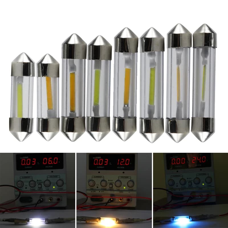Guirxiété lumineuse LED COB Canbus, lampe de planning, ampoule de plaque intérieure, 31mm, 36mm, 39mm, 41mm, C3W, C5W, C10W, 6V, 12V, 24 V, Volt