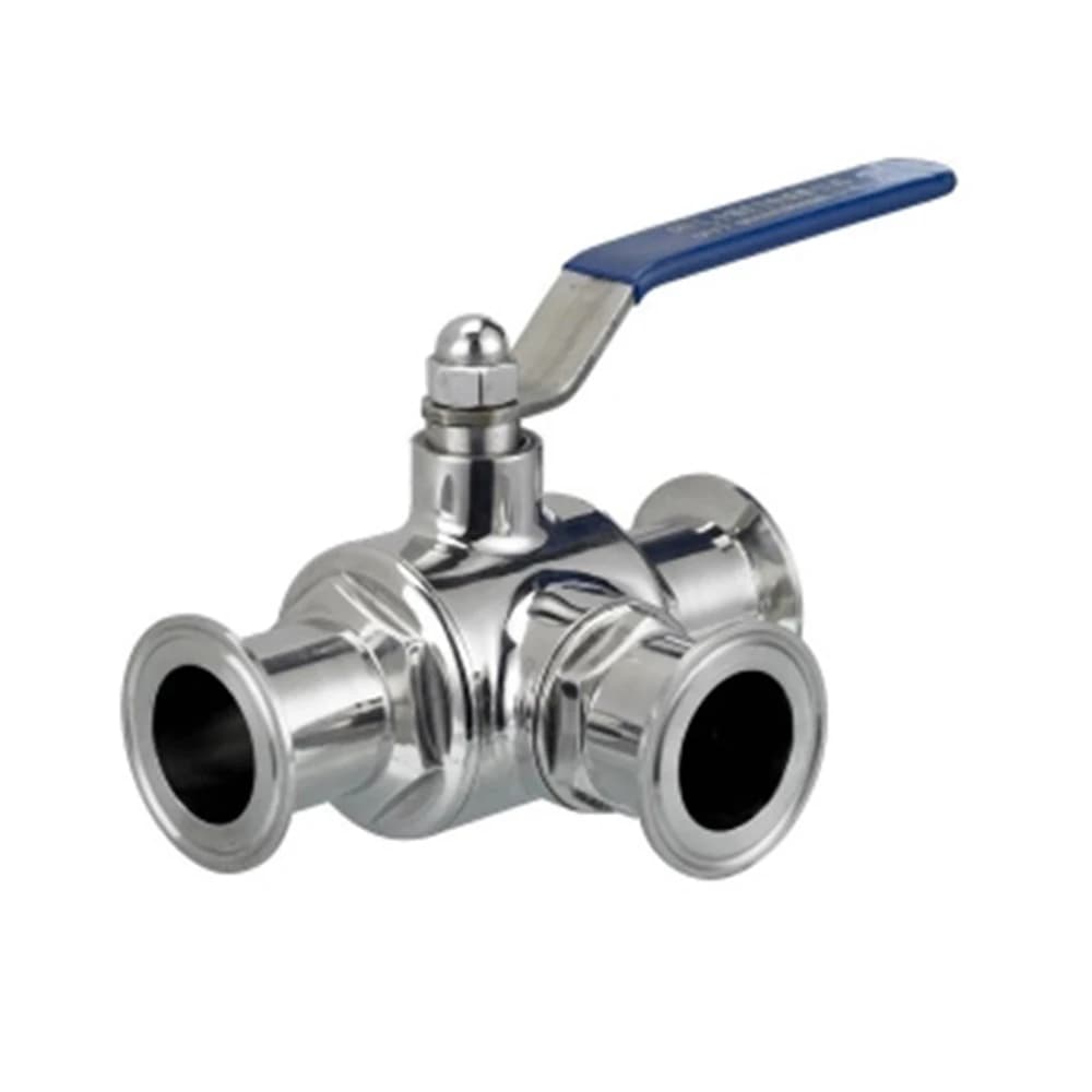 Vanne à Bille Sanitaire en Acier Inoxydable 304, 3 Voies, 1.5 Pouces, OD 50.5mm, Type de Virole LeicClamp pour Journal Intime de Brassage à Domicile