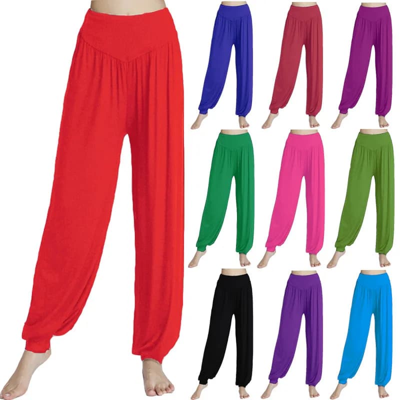 Pantalons de danse pour femmes, pieds amples, justaucorps à jambes larges, pantalons longs pour pratique du Yoga latin, pantalons de maison en Modal doux, N24