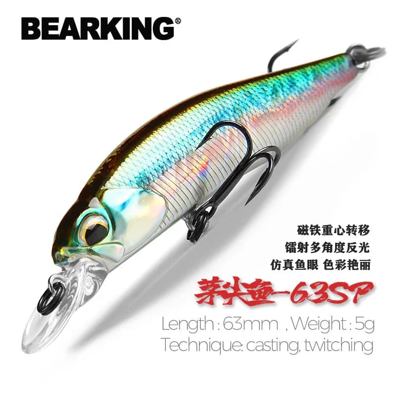 BEARKING-Leurre méné SP professionnel avec système de poids magnétique, appât Élidéal pour la pêche à la manivelle, couleurs UV, 63mm, 5g