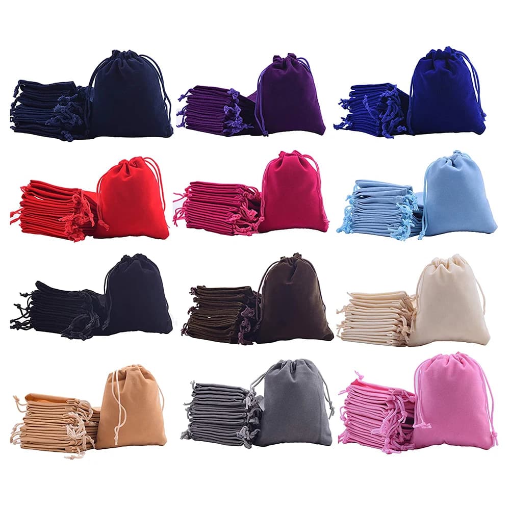 Sacs à cordon en velours, pochettes à bijoux, sacs de rangement artisanaux pour noël, fête d'anniversaire, cadeaux de mariage, sac à bonbons, 10 pièces